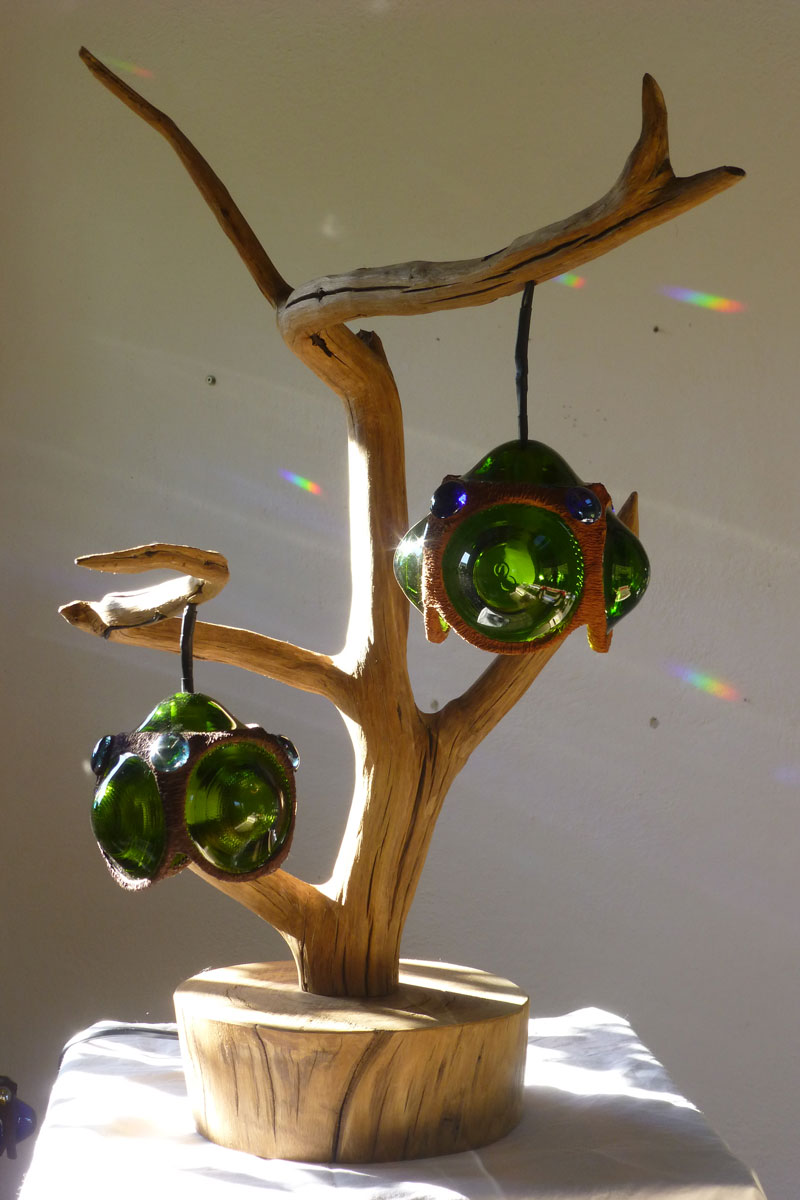 Création vitrail ecologique lampe Floraluz